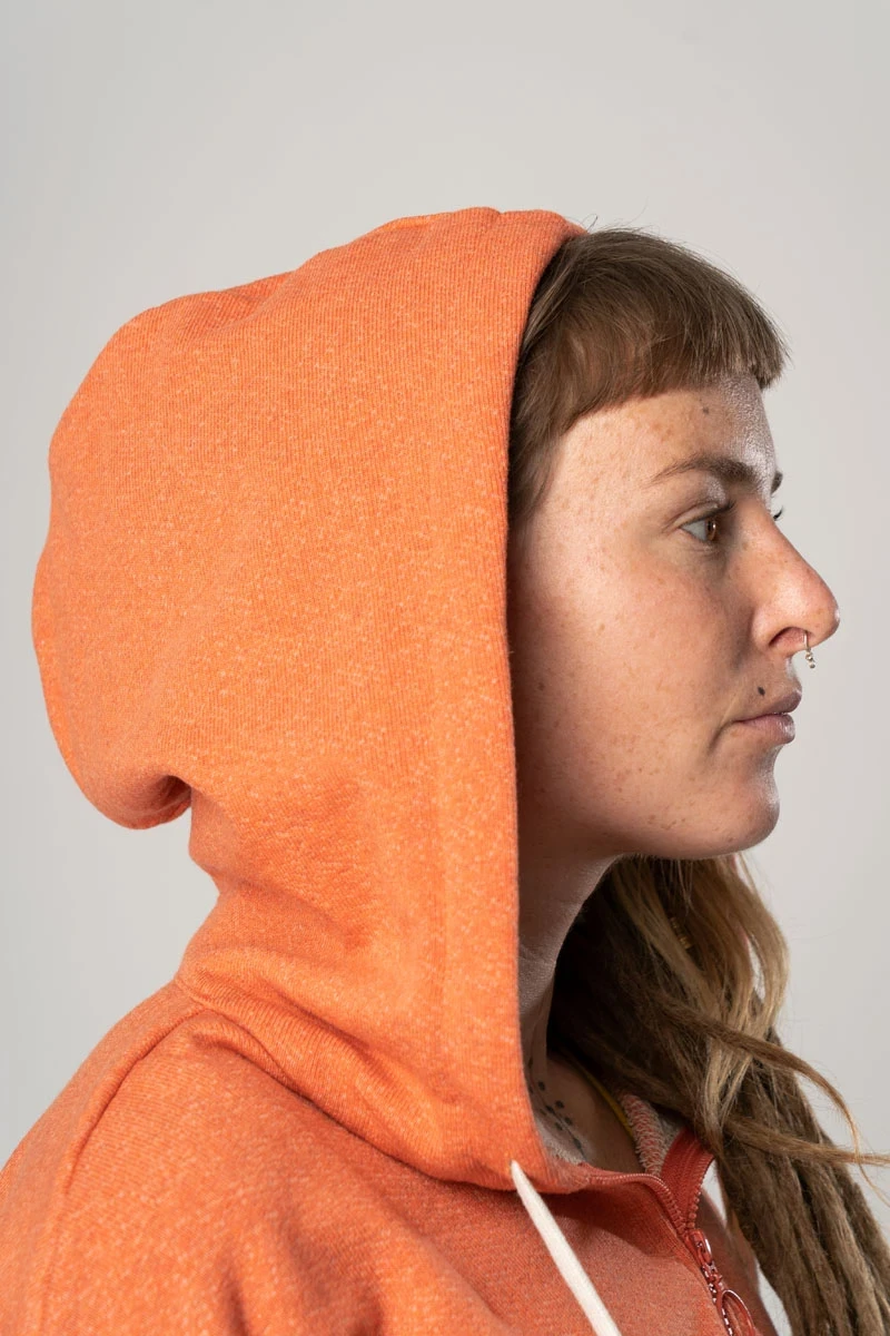 Sweatjacke aus Baumwolle für Damen Orange Detailansicht Kapuze