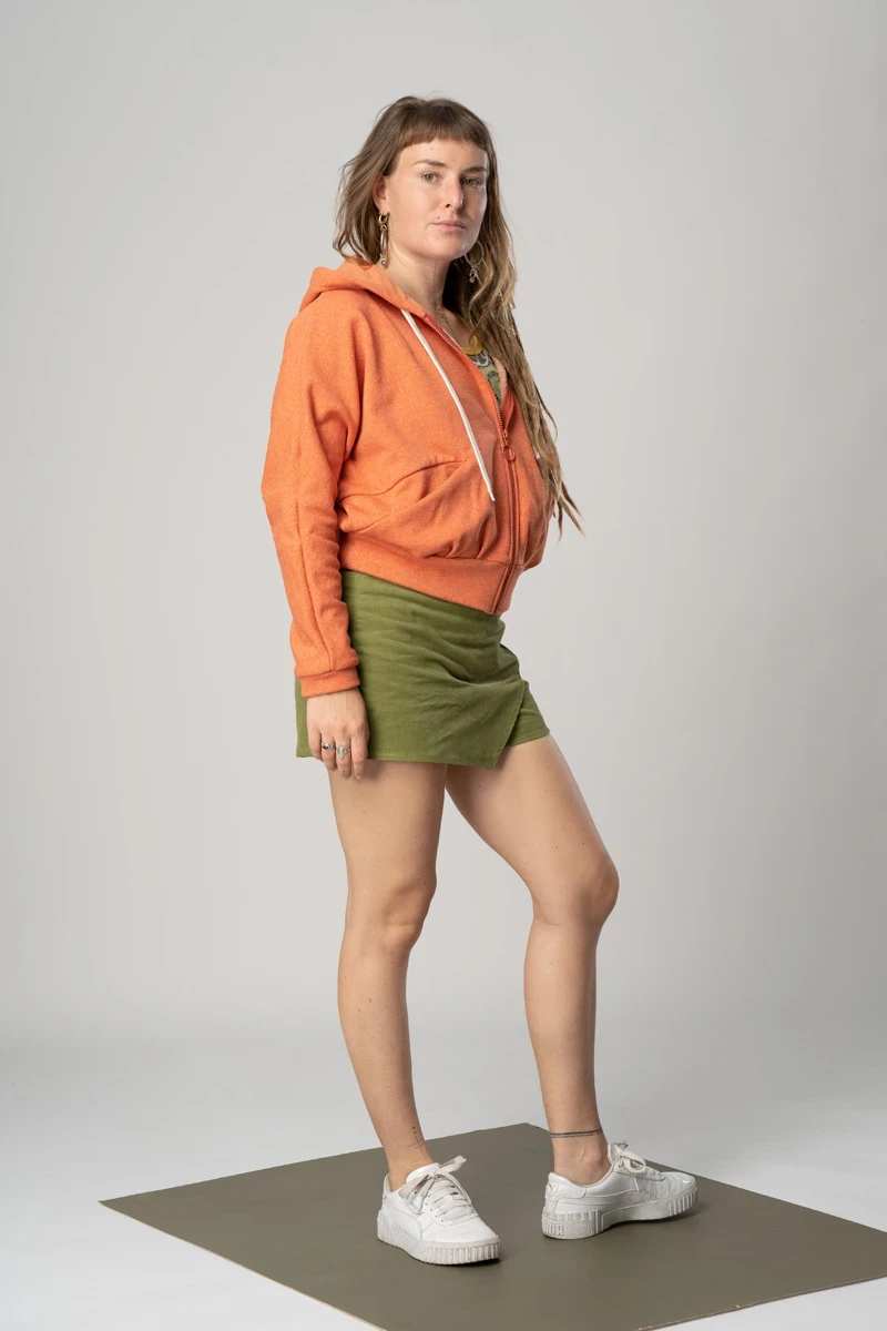 Sweatjacke aus Baumwolle für Damen Orange Seitenansicht rechts