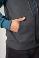 Sweatjacke "Oli" für Herren BlockfarbenGrau & Türkis - Hooded