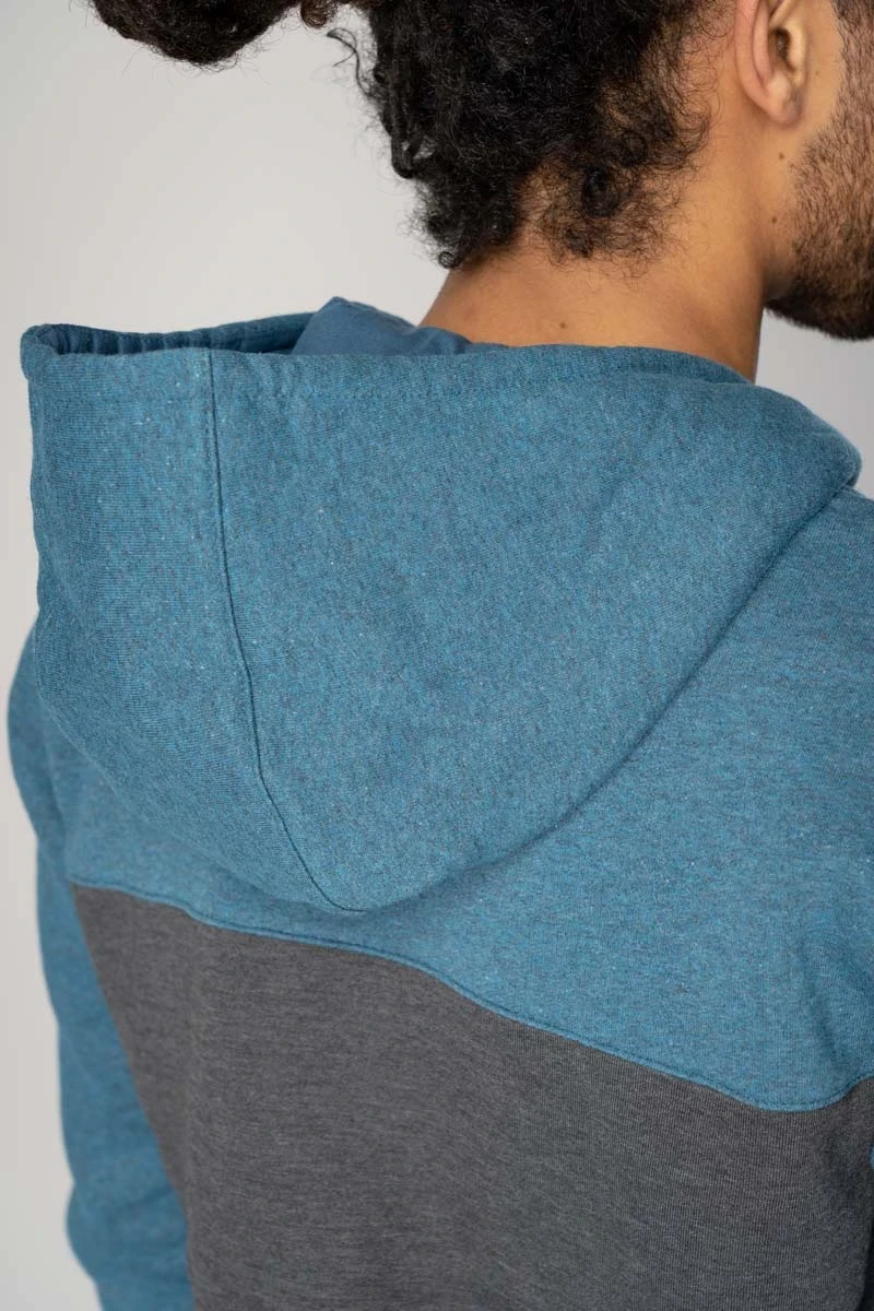 Sweatjacke "Oli" für Herren BlockfarbenGrau & Türkis - Hooded