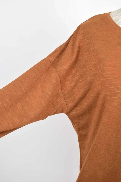 Langarmshirt Viskose für Damen Bronze Adrett Detailansicht Langärmel