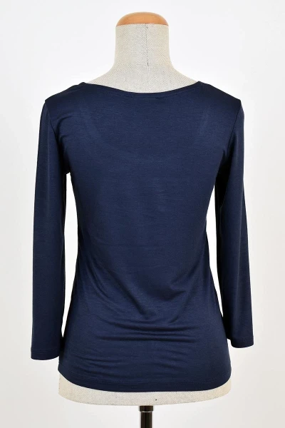 Viskose Shirt für Damen in Navy 3/4-Armlänge Adrett Rückansicht