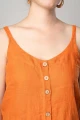 Damen Trägertop aus Leinen in Orange mit Knopfleiste Detailansicht Front