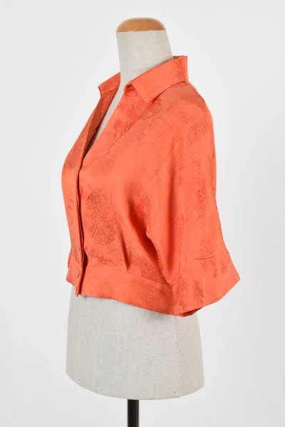 Kurze Bluse für Damen aus Modal Orange Seitenansicht