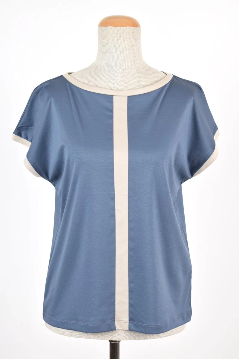 Damen Shirt aus Biobaumwolle Kurzarm in Blau Front