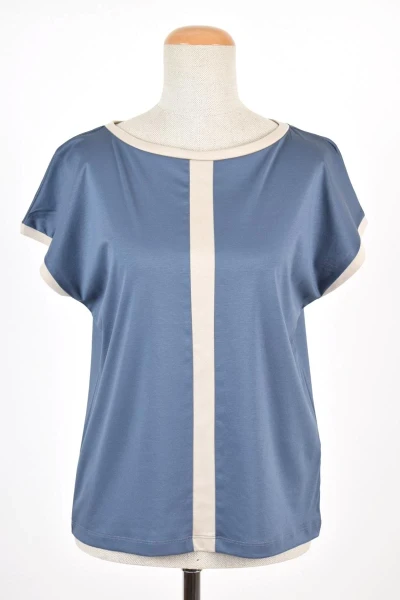 Damen Shirt aus Biobaumwolle Kurzarm in Blau Front