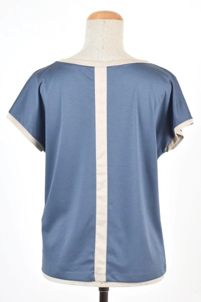 Damen Shirt aus Biobaumwolle Kurzarm in Blau Rückseite