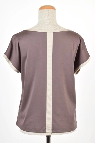 Damen Shirt aus Biobaumwolle Kurzarm Braun Front