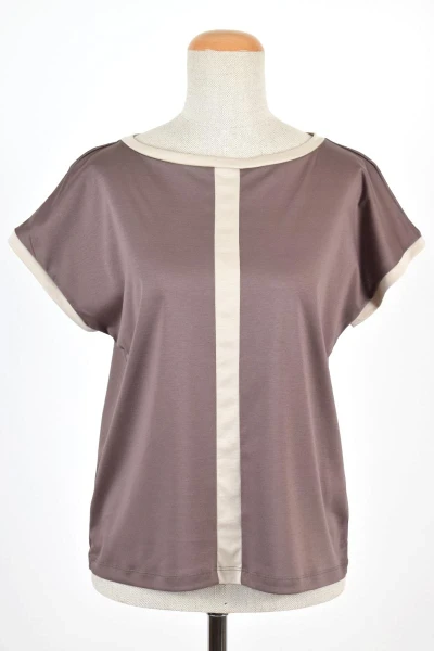 Damen Shirt aus Biobaumwolle Kurzarm Braun Front