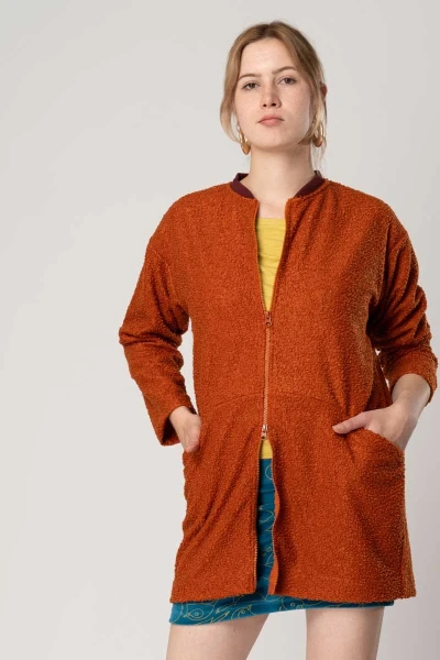 Oversize Jacke für Damen Orange Adrett Frontansicht