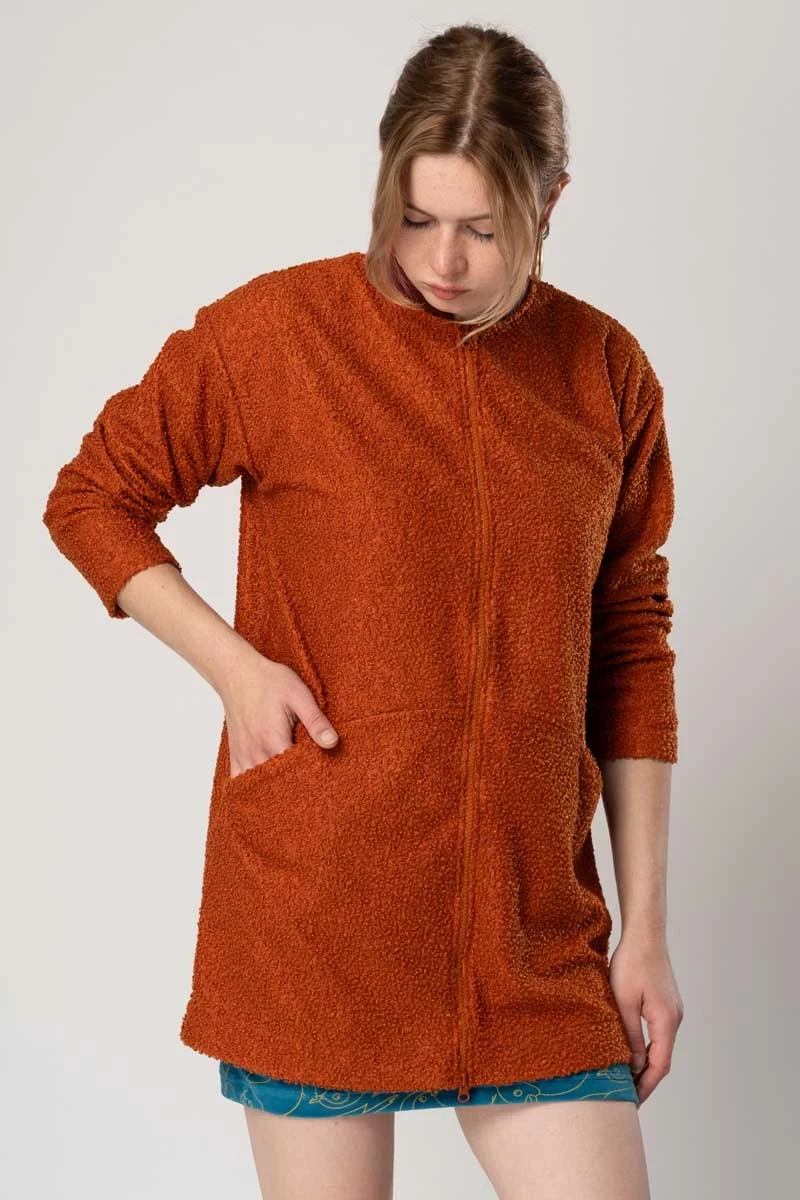 Oversize Jacke für Damen Orange Adrett seitliche Ansicht