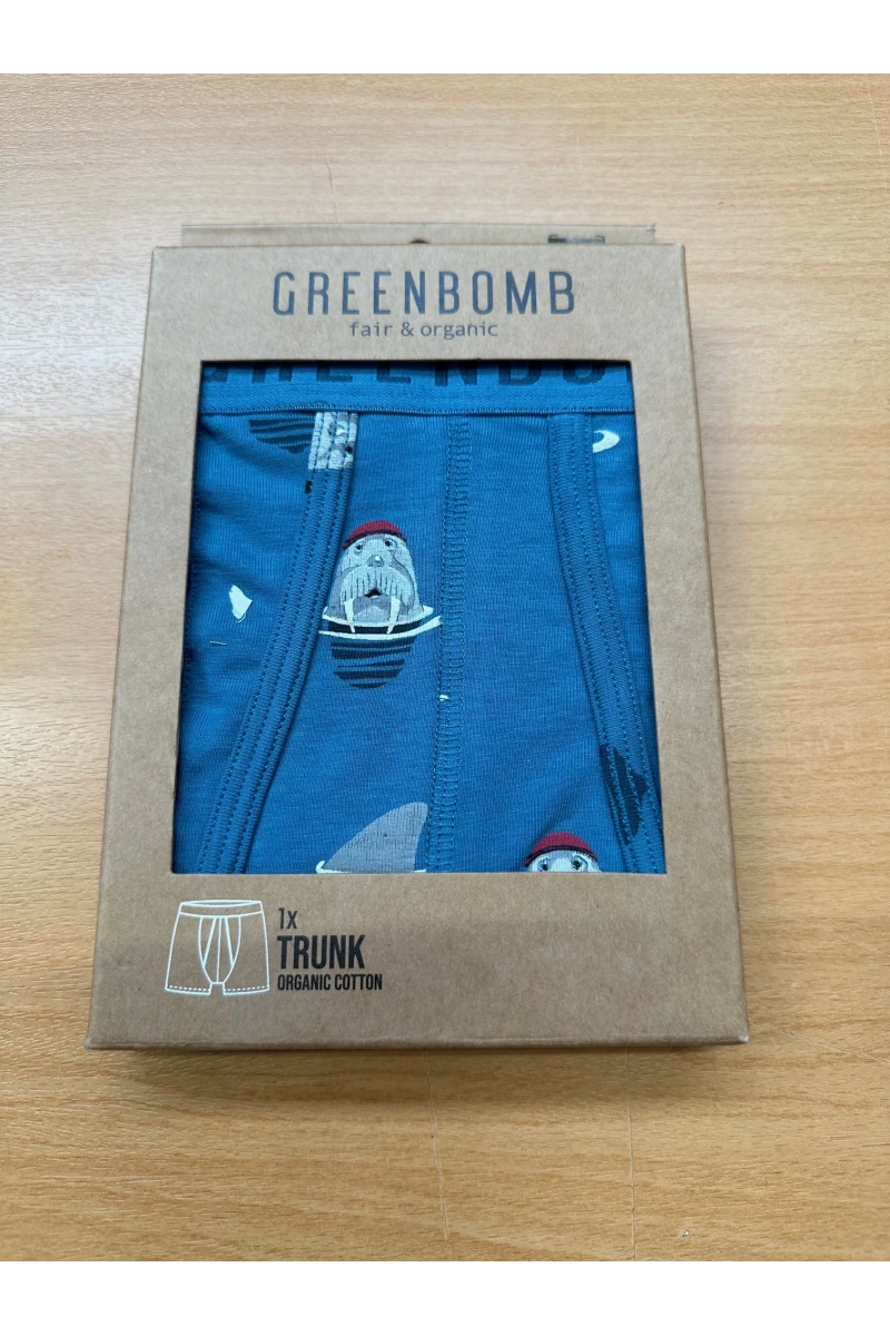 Greenbomb Unterhose Herren Blau mit Walross Motiv Front