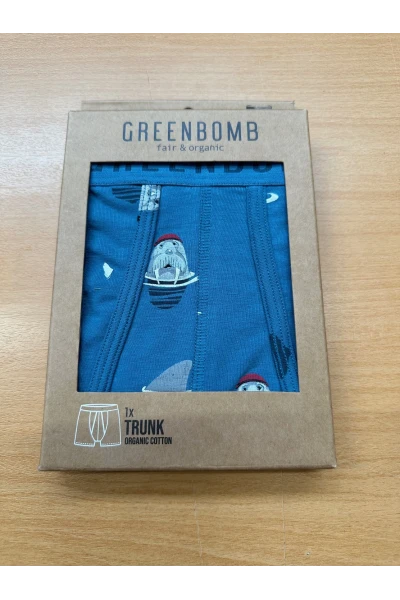 Greenbomb Unterhose Herren Blau mit Walross Motiv Front