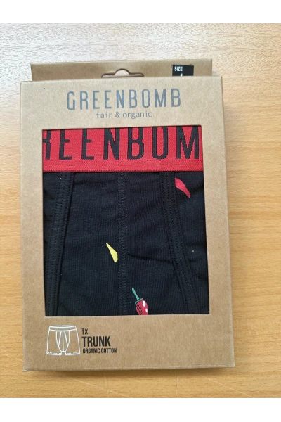 Greenbomb Boxershorts Schwarz mit Chilli Motiv Front