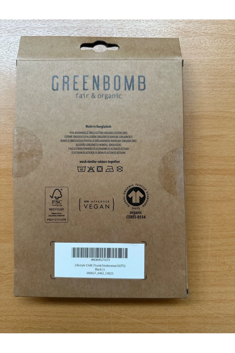 Greenbomb Boxershorts Schwarz mit Chilli Motiv Rückansicht