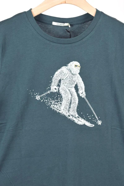 Greenbomb T-Shirt für Herren Petrol Animal Yet Ski Front