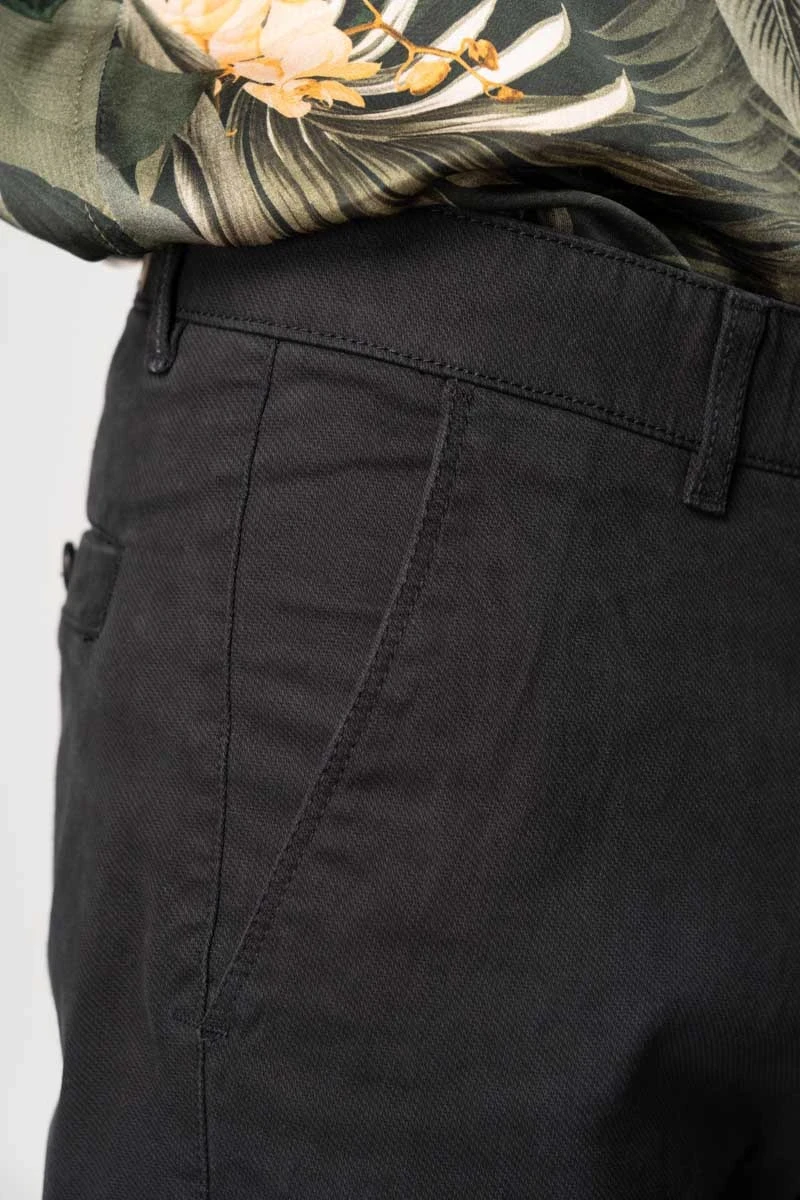 Chino Hose für Herren Schwarz strukturiert - Helden & Halunken