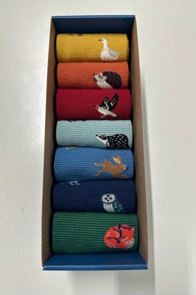 Seasalt Cornwall Socken bunt mit Tieren 7 Stück in Geschenkbox