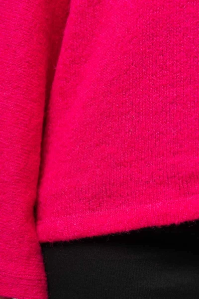 Wollpullover für Damen mit Stehkragen in knalligem Pink mit Mohairanteil von Adrett Detailansicht Material