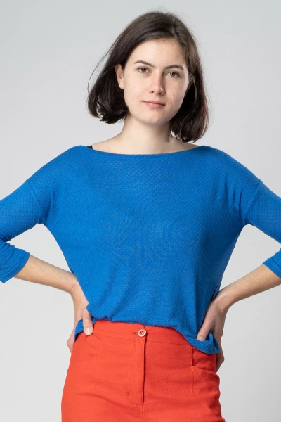 Viskose Shirt für Damen in royalblau Frontansicht